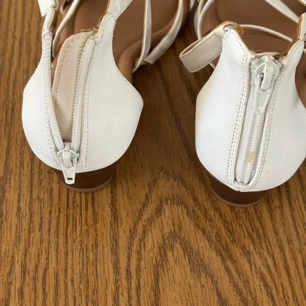 Kelly & Katie White/Cream Strappy Wedges
